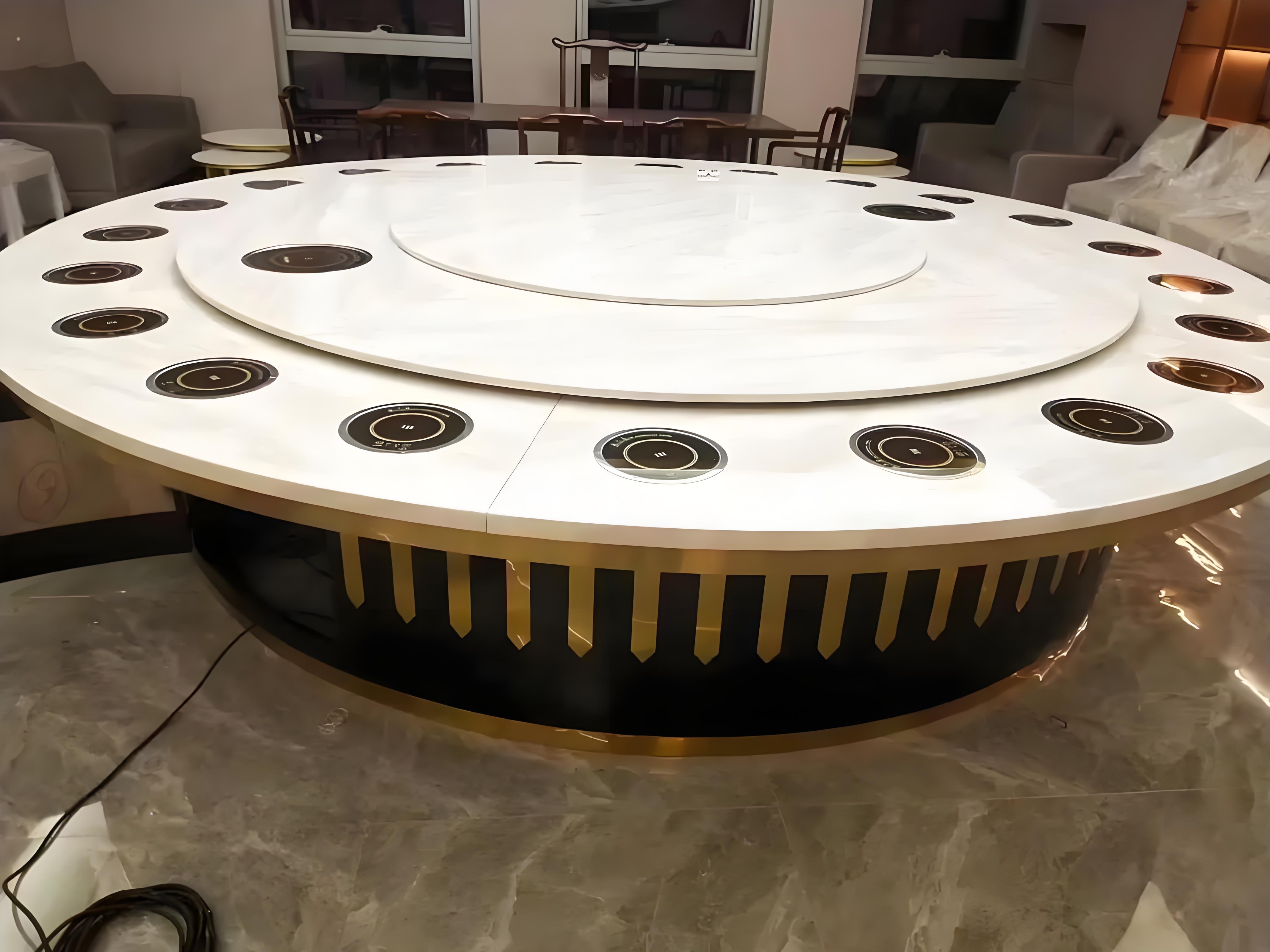 萍乡市旋转火锅桌铁锅炖灶台 - 方案
